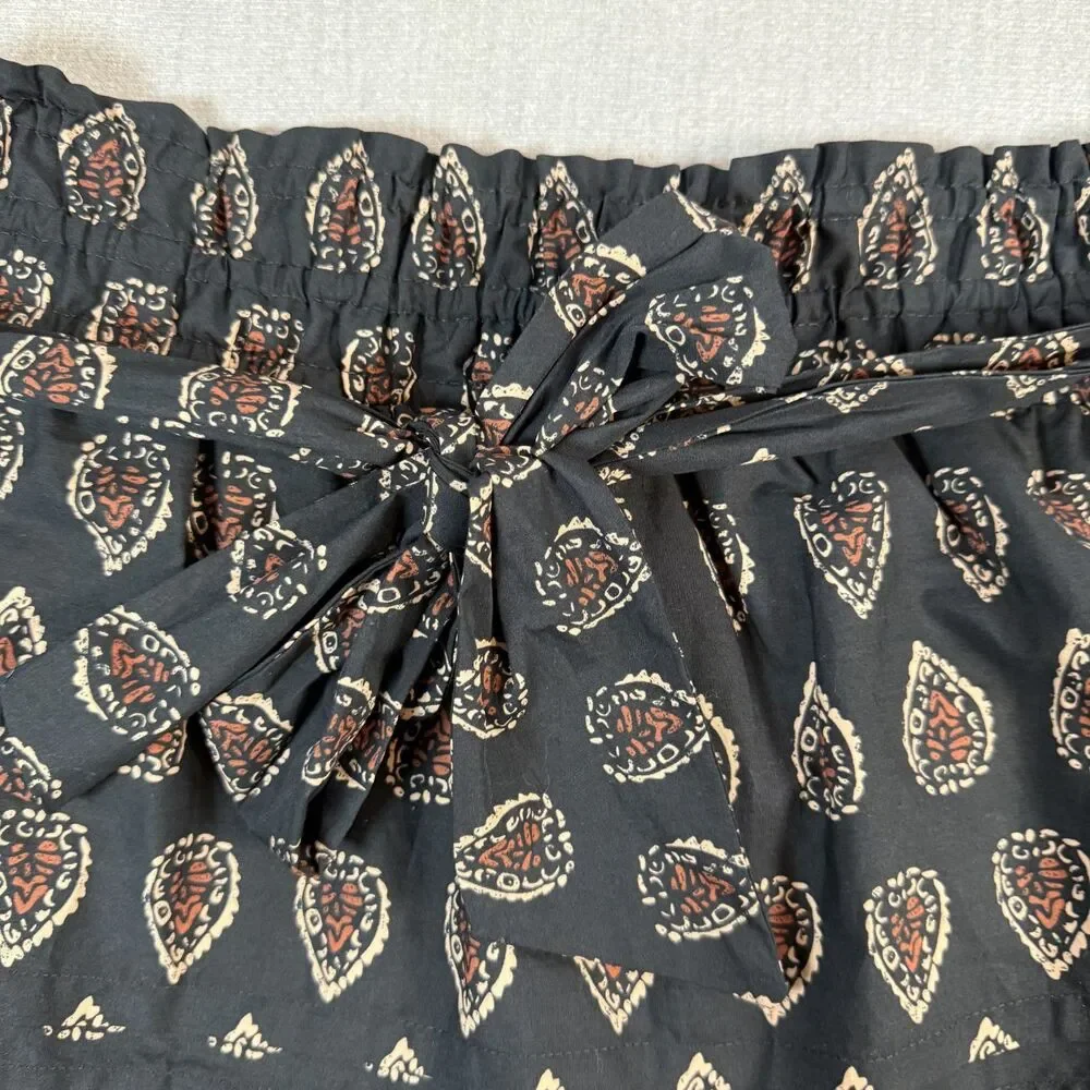 NWT Anthropologie The Somerset Mini Skirt Smocked Block Print Black Tan L Large - Picture 2 of 6
